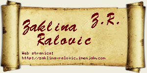Žaklina Ralović vizit kartica